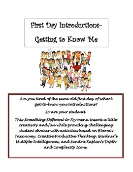 Preview of First Day Introductions- Getting to Know Me