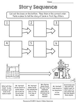1 grade for free worksheets sequencing First of by Day Activities School First Day Jason Jitters
