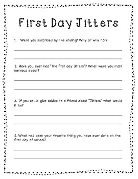 First Day Jitters by Mo Love #39 s Third Grade Teachers Pay Teachers