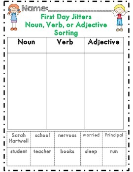 First Day Jitters Activity Set by The First Grade Flair TpT