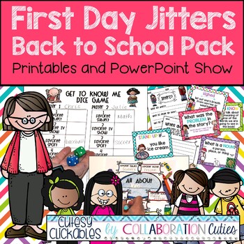 Preview of First Day Jitters Book Activities {Back to School Read Aloud, Worksheets, Games}
