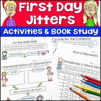 Preview of First Day Jitters Book Activities, Worksheets, Writing, Comprehension Questions