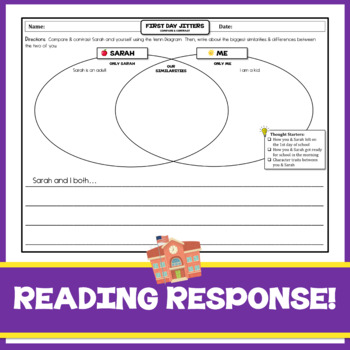 Preview of First Day Jitters! Compare & Contrast Activity / Reading Response Framework