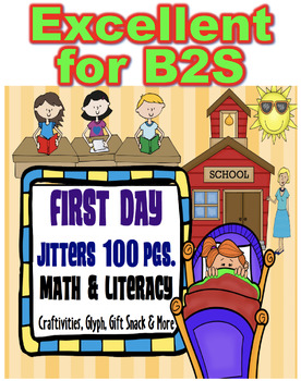 Preview of First Day Jitters: Reading Response, Craftivities, Glyph, Math & Literacy Fun