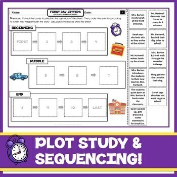 Preview of First Day Jitters! Sequence of Events / Plot Study Worksheet (Tactile Activity)