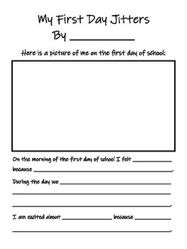 First Day Jitters Worksheet by Teaching with Ms Melrose TPT