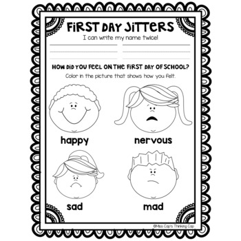 First Day Jitters Worksheets   Craftivity by Miss Cap #39 s Thinking Cap