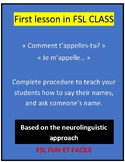 First Day Lesson in French Class (core or immersion)