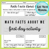 First Day Math Facts About Me