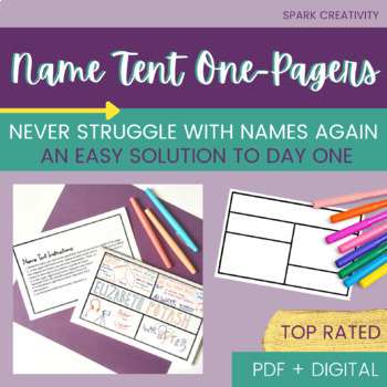 Preview of Name Tent One-Pagers l First Day Activity - 1 pager l first day activity 