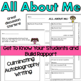 First Day Of School Activities All About Me and Autobiography