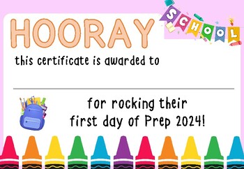 Preview of First Day Of School Certificates