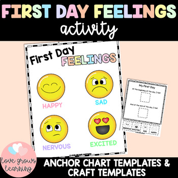 Preview of First Day Of School Feelings - Back To School Activity, Craft, Lesson Plans