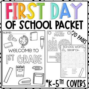 Preview of First Day Of School Fun Activity Packet | NO PREP | ACTIVITIES | BACK TO SCHOOL
