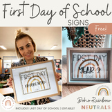 Modern BOHO RAINBOW First Day Of School Sign | Editable Ne