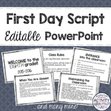 First Day Script in an Editable PowerPoint Black and White