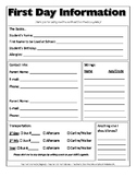 First Day Student Information Sheet