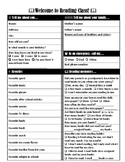 First Day Student Information Sheet for Middle School Reading