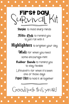 First Day Survival Kit by Miss Kay's Computer | Teachers Pay Teachers