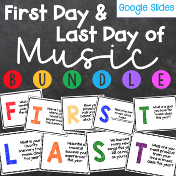 Preview of First Day and Last Day of Music Class Task Cards BUNDLE