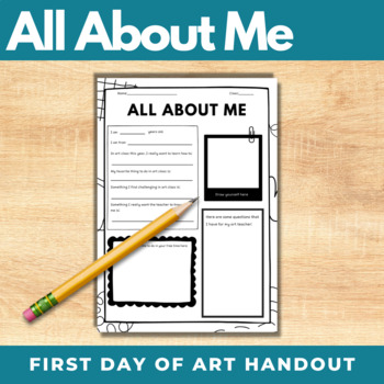 First Day of Art- All About Me by Princess Artypants | TPT