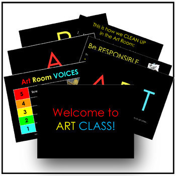 Preview of First Day of Art Class Presentation: Rules, Routines, and more! FULLY EDITABLE