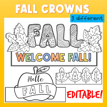Preview of First Day of Fall Activity - Fall Crowns Editable!