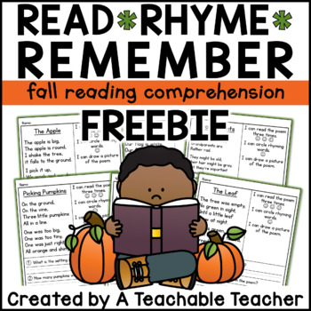 Preview of First Day of Fall Activity - Free Fall Poems with Comprehension Activities