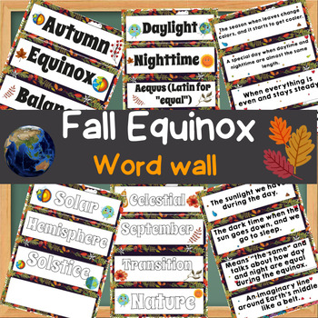 Preview of First Day of Fall Equinox September 23 - Autumn Equinox word wall bulletin board