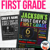 First Day of First Grade Sign Board, Printable 1st Day of 