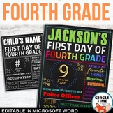 First Day of Fourth Grade Sign Board EDITABLE Back to Scho