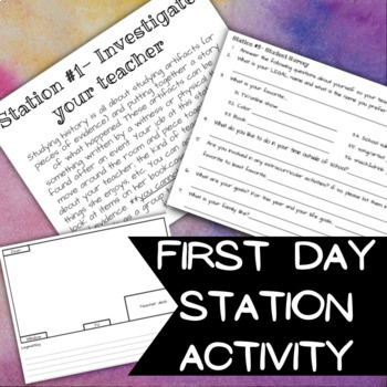 Preview of First Day of History Class Station Activities secondary get to know you editable