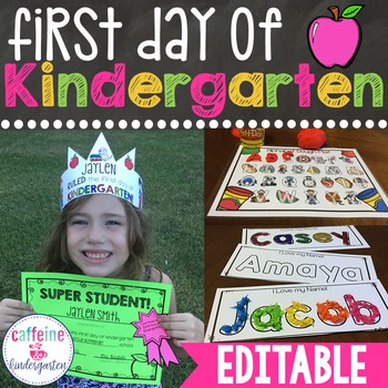 Preview of First Day of Kindergarten Lesson Plans Back to School Activities and Awards