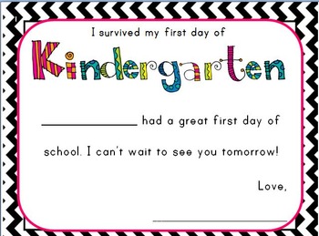 First Day of Kindergarten Certificate by The Best of Kinder TpT