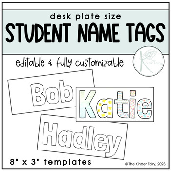 Preview of Editable Student Name Tags Bubble Letter Names First Day of School