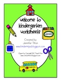 First Day of Kindergarten Worksheets and Activities