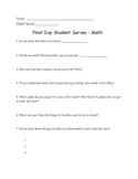 First Day of Math Class Survey (Middle School)