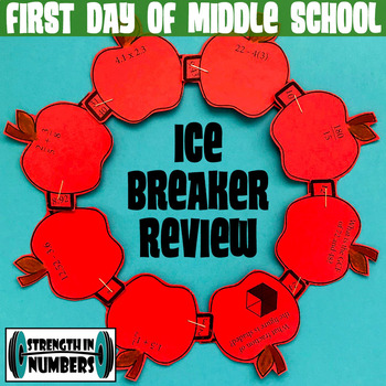 Preview of First Day of Middle School Math Review/Ice Breaker Apple Wreath