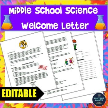 Preview of First Day Back to School Science Welcome Letter and EDITABLE Syllabus