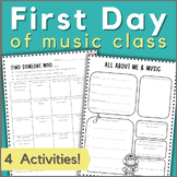 First Day of Music Class Back to School Activities & Works