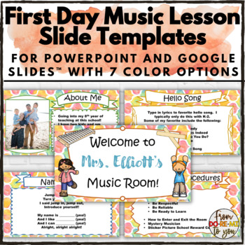 Preview of First Day of Music Lesson and Editable Slides for Back to School