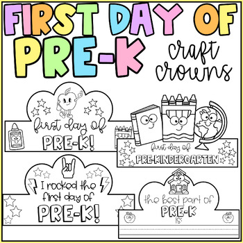 First Day of Pre-K Crowns - Coloring Hats-Crowns-Headbands Pre Kindergarten