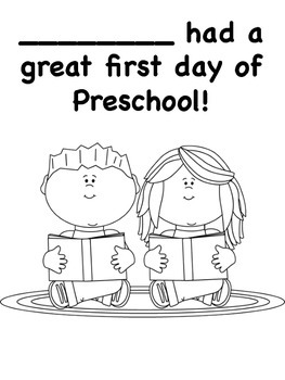 First Day of Preschool Coloring Pages by Miss P s PreK Pups TpT