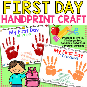 Preview of First Day of Preschool, Pre-K, K, Daycare Handprint Craft Activity