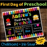 First Day of Preschool SIGN Editable, First day of School activities |Photo Prop