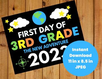 Preview of First Day of School 3rd Grade Sign 2023 (Instant Download)