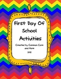First Day of School Activities Back to School packet