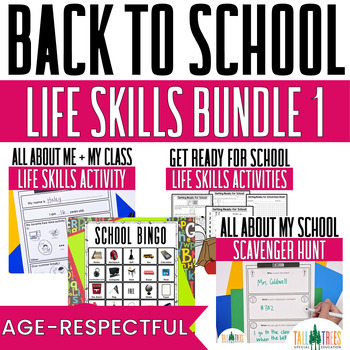 Preview of First Day of School Activities for Special Education Back to School Life Skills