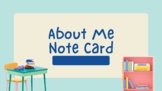 First Day of School Activity-About Me Note Card