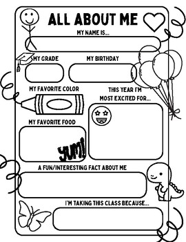 First Day of School Activity - All About Me by Courtneys CTE Classroom